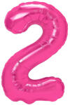 PartyPal 2. szám, fólia lufi, 100 cm, pink