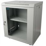 Spacer CABINET 19" SPACER 12U 500x400mm, fixare pe perete, Flatpack (dezasamblat), Grey, usa sticla cu blocare, panouri detasabile, otel 1mm, sarcina maxima 25Kg, contine un raft si roti, "SPCW-12U-400-GR-02