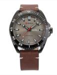 Curren Ceas Bărbătesc Quartz - Carcasă Oțel Negru 46 mm - Cadran Maro - Curea Piele Ecologică Maro - Data și Ziua (WZ5649) Ceas