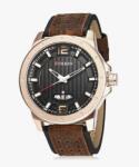 Curren Ceas Bărbătesc Curren 8293 - Carcasă Aurie 46 mm - Cadran Negru - Curea Piele Maro-Negru (WZ5651) Ceas