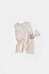 BabyCosy Salopeta fara maneci si pantaloni scurti - 100% bumbac organic - Stone, BabyCosy (Marime: 18-24 Luni)