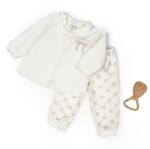 BabyCosy Set bluză și pantalon, Bow, BabyCosy, 100%bumbac organic, Stone (Marime: 6-9 luni)