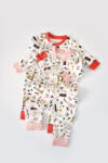 BabyCosy Set 2 salopetele cu maneca lunga si pantaloni lungi cu fermoar - 100%bumbac organic - Portocaliu si Pudra, BabyCosy (Marime: 6-9 luni)