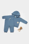 BabyCosy Set hanorac cu gluga si pantaloni, Two thread, 100%bumbac organic - Indigo, BabyCosy (Marime: 18-24 Luni)