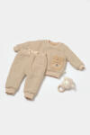 BabyCosy Set bluza dublata si pantaloni Ursulet, Winter muselin - Apricot, BabyCosy (Marime: 18-24 Luni)