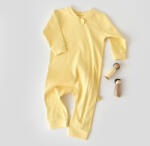 BabyCosy Salopeta cu fermoar cu maneca lunga si pantaloni lungi din 95%bumbac organic si 5% elastan - Galben, BabyCosy (Marime: 3-6 Luni)