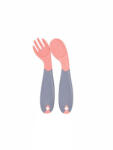 BabyJem Set lingurita si furculita cu maner gri BabyJem (Culoare: Roz) Set pentru masa bebelusi