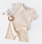 BabyCosy Salopeta cu pantaloni scurti - 100% bumbac organic - Stone, BabyCosy (Marime: 12-18 Luni)