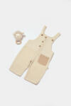 BabyCosy Salopeta cu bretele si buzunar, 100% bumbac - Stone, BabyCosy (Marime: 18-24 Luni)