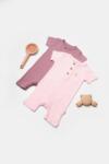 BabyCosy Set 2 salopete scurte Bamboo, roz, BabyCosy, 50%bumbac+50% bambus (Marime: 3-6 Luni)