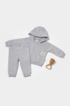 BabyCosy Set hanorac cu gluga si pantaloni, Two thread, 100%bumbac organic - Gri, BabyCosy (Marime: 18-24 Luni)