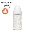 Suavinex Biberon 270 ml cu tetină rotundă din silicon, 3 fluxuri, iepuraș gri Hygge Suavinex