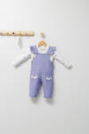 Tongs baby Set elegant cu salopeta si bluzita pentru bebelusi Paris Love, Tongs baby (Culoare: Mov, Marime: 3-6 Luni)
