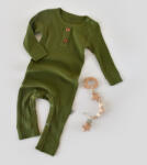 BabyCosy Salopeta cu maneca lunga si pantaloni lungi din bumbac organic si modal - Verde BabyCosy (Marime: 12-18 Luni)