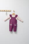 Tongs baby Set elegant cu salopeta si bluzita pentru bebelusi Paris Love, Tongs baby (Marime: 3-6 Luni, Culoare: Roz inchis)