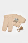 BabyCosy Set hanorac si pantaloni, Two thread, 100%bumbac organic - Stone, BabyCosy (Marime: 12-18 Luni)