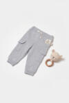 BabyCosy Pantaloni cu buzunare laterale, Two thread, 100%bumbac organic - Gri, BabyCosy (Marime: 9-12 luni)