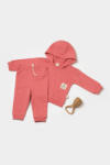 BabyCosy Set hanorac cu gluga si pantaloni, Two thread, 100%bumbac organic - Rose, BabyCosy (Marime: 9-12 luni)