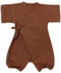 BabyCosy Salopeta petrecuta din muselina, BabyCosy, 100% bumbac organic, Caramiziu (Marime: 18-24 Luni)