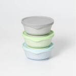 Miniware Set 3 boluri cu capac hrana bebelusi Miniware, 100% din materiale naturale biodegradabile, Aqua+Grey+Keylime Set pentru masa bebelusi