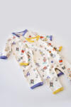 BabyCosy Set 2 salopetele cu maneca lunga si pantaloni lungi - 100%bumbac organic - Galben si Mov, BabyCosy (Marime: 9-12 luni)