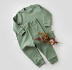 BabyCosy Set bluzita cu maneca lunga si pantaloni lungi din bumbac organic si 5% elastan - Verde BabyCosy (Marime: 12-18 Luni)