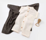 BabyCosy Salopeta de vara din muselina, BabyCosy, 100% bumbac organic, ecru (Marime: 9-12 luni)