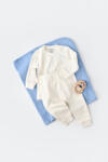 BabyCosy Set bluzita cu maneca lunga si pantaloni lungi - bumbac organic 100% - Ecru, BabyCosy (Marime: 6-9 luni)