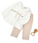 BabyCosy Set bluză cu volănaș și pantalonași, Bow, BabyCosy, 100%bumbac organic (Marime: 18-24 Luni)