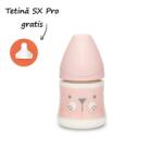 Suavinex Biberon 150 ml cu tetină rotundă din silicon, debit lent, pisică roz Hygge Suavinex