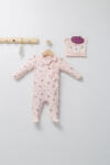 Tongs baby Set salopeta cu caciulita cu urechiuse pentru bebelusi Paris Love, Tongs baby (Marime: 3-6 Luni, Culoare: Somon)