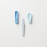 Miniware Set de lingurite 2 in 1 bebelusi Miniware Pre2PRO, 100% din materiale naturale biodegradabile, Blue Banana Set pentru masa bebelusi