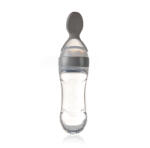 BabyJem Lingurita cu rezervor pentru bebelusi, BabyJem, cu capac protectie, 90 ml (Culoare: Gri) Set pentru masa bebelusi