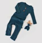 BabyCosy Salopeta cu maneca lunga si pantaloni lungi din bumbac organic si modal - Bleumarin BabyCosy (Marime: 3-6 Luni)