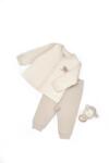 BabyCosy Set bluzita cu capse si pantalon, Lamb, BabyCosy, 100%bumbac organic (Marime: 9-12 luni)