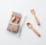 Miniware Set de tacamuri bebelusi Miniware My First Cutlery, 100% din materiale naturale biodegradabile, Toffee Set pentru masa bebelusi