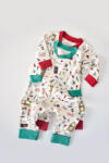 BabyCosy Set 2 salopetele cu maneca lunga si pantaloni lungi cu fermoar - 100%bumbac organic - Rosu si Verde, BabyCosy (Marime: 18-24 Luni)