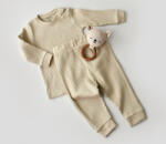 BabyCosy Set bluzita cu maneca lunga si pantaloni lungi din bumbac organic si 5% elastan - Crem, BabyCosy (Marime: 12-18 Luni)