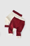 BabyCosy Set 2 pantaloni Ribana Bebe Unisex din bumbac organic si 5%elastan - Ecru/Bordo, BabyCosy (Marime: 3-6 Luni)