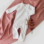BabyCosy Salopeta cu fermoar cu maneca lunga si pantaloni lungi din 95%bumbac organic si 5% elastan - Alb, BabyCosy (Marime: 6-9 luni)