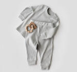 BabyCosy Set bluzita cu maneca lunga si pantaloni lungi din bumbac organic si 5% elastan - Gri BabyCosy (Marime: 6-9 luni)