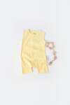 BabyCosy Salopeta fara maneci si pantaloni scurti - 100% bumbac organic - Galben, BabyCosy (Marime: 6-9 luni)