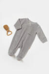 BabyCosy Salopeta Elefant cu maneca lunga si botosei din 80%bumbac organic si 20% poliester - Gri, BabyCosy (Marime: 0-3 Luni)