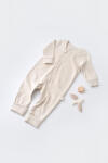 BabyCosy Salopeta cu fermoar cu maneca lunga si pantaloni lungi - 100%bumbac organic - Crem cu buline, BabyCosy (Marime: 6-9 luni)