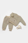 BabyCosy Set bluza cu buzunar si pantaloni Ursulet, Winter muselin, 100% bumbac dublat - Verde, BabyCosy (Marime: 9-12 luni)