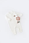 BabyCosy Salopeta cu maneca lunga si fermoar din 80%bumbac organic si 20% poliester - Ecru, BabyCosy (Marime: 3-6 Luni)