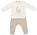 BabyCosy Set bluzita cu maneca lunga si pantaloni lungi cu buline Girafa, BabyCosy, 100% bumbac organic, Ecru (Marime: 18-24 Luni)