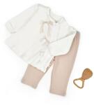 BabyCosy Set bluză și pantalonași, Bow, BabyCosy, 100%bumbac organic (Marime: 3-6 Luni)