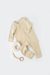 BabyCosy Salopeta cu fermoar cu maneca lunga si pantaloni lungi - 100%bumbac organic - Crem, BabyCosy (Marime: 6-9 luni)