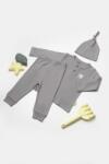 BabyCosy Set 3 piese: bluza, pantaloni si caciulita Bamboo, gri, BabyCosy, 50% bumbac+50mbus (Marime: 12-18 Luni)